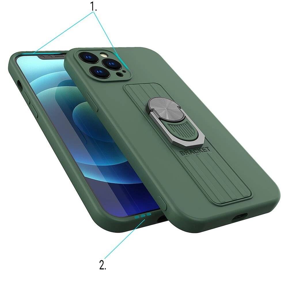 Ring Case Silikonhülle Fingergriff Ständer iPhone 13 Pro braun-2