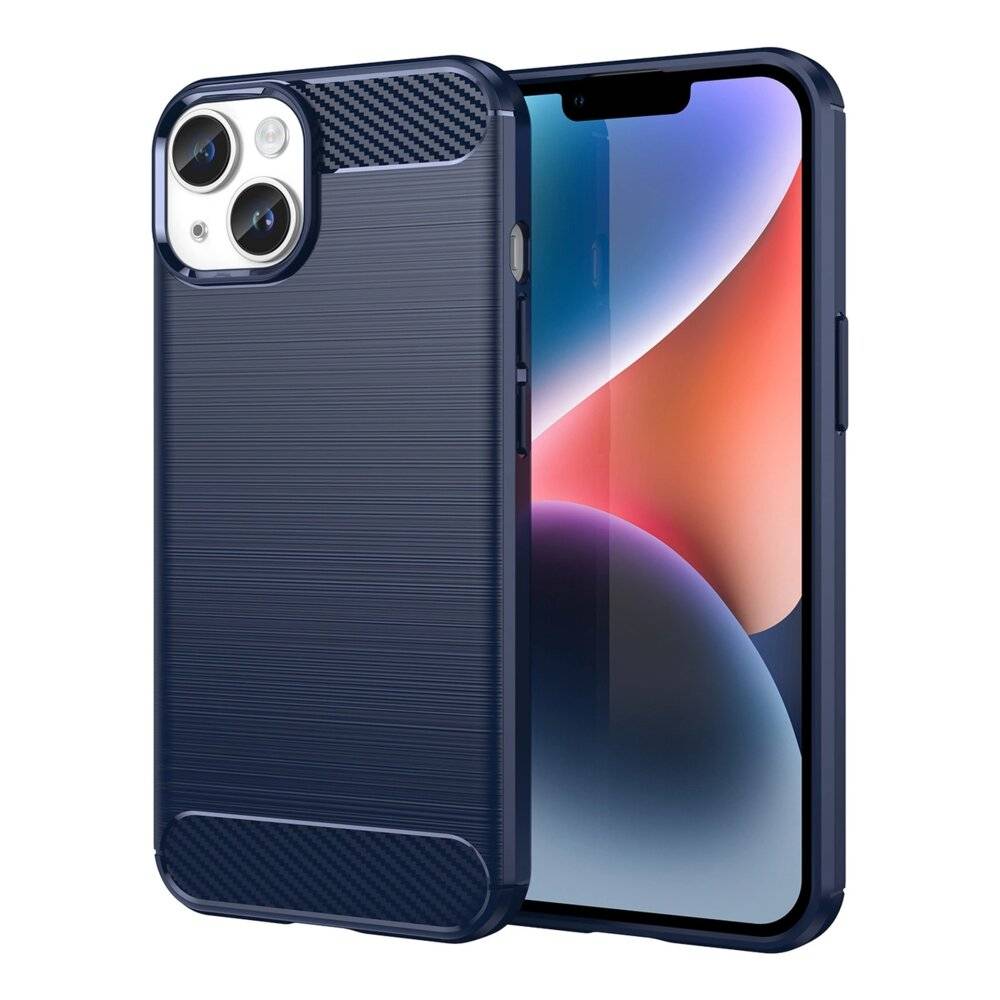 Carbon Case iPhone 14 Hülle flexible Gel Rückseite blau-5