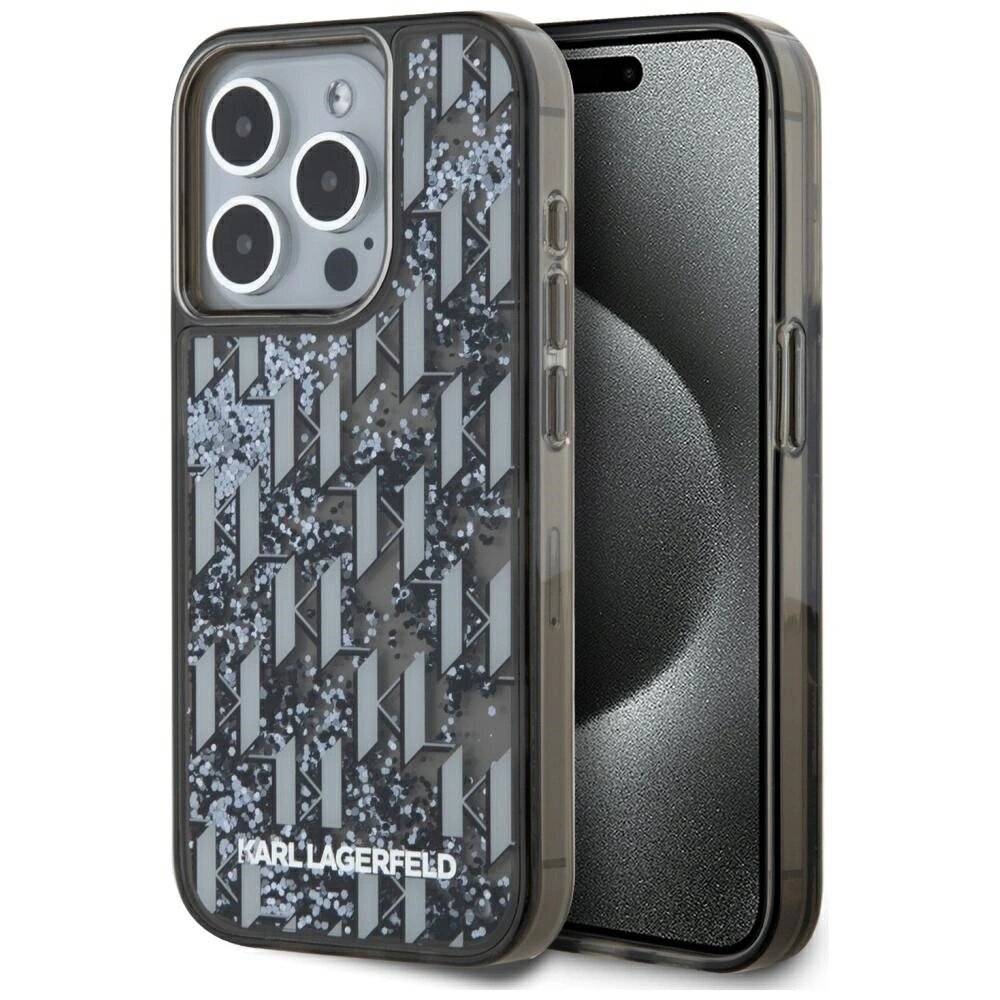 Karl Lagerfeld Liquide Glitter Monogram Gradient iPhone 15 Pro Max Hülle - Schwarz-5