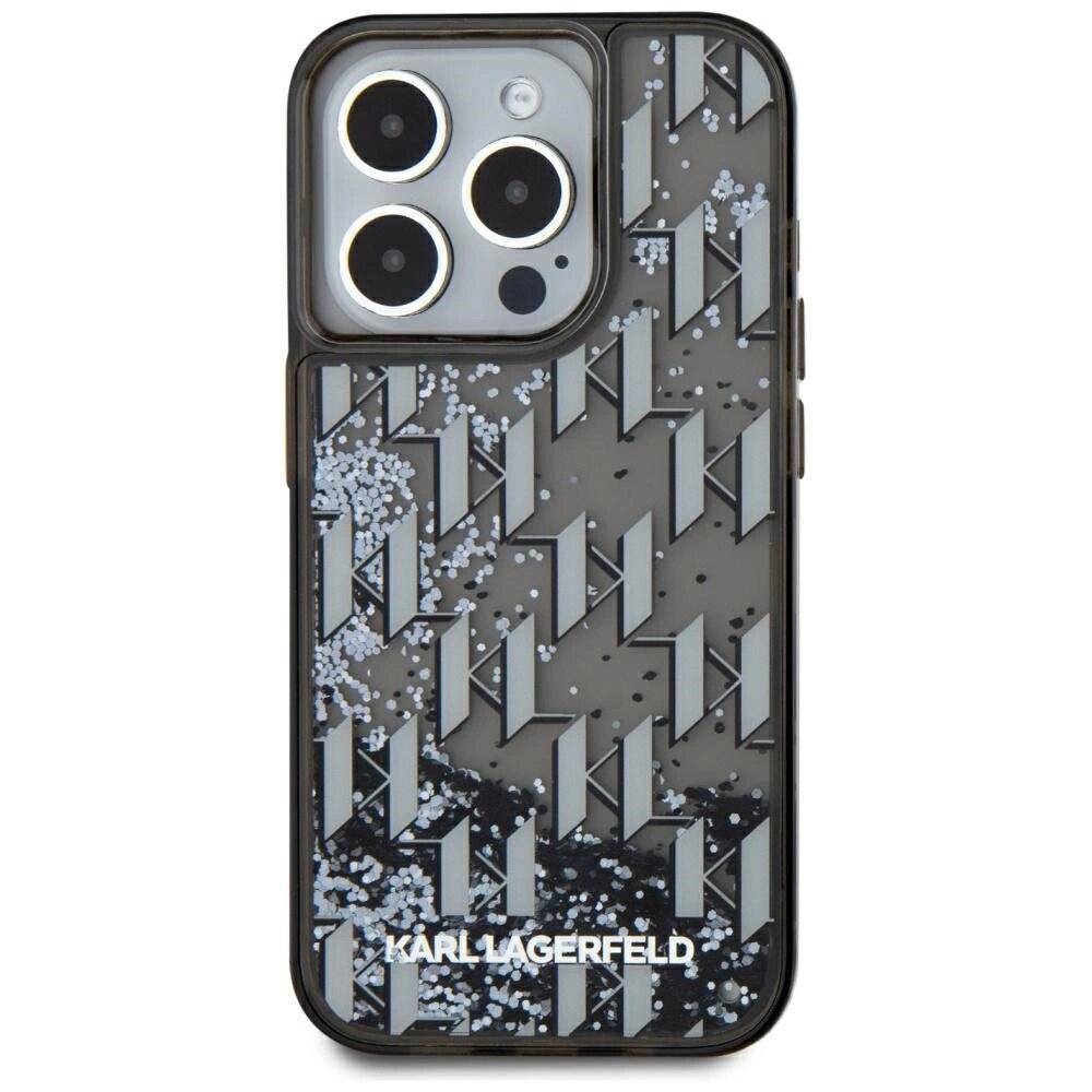 Karl Lagerfeld Liquide Glitter Monogram Gradient iPhone 15 Pro Max Hülle - Schwarz-2