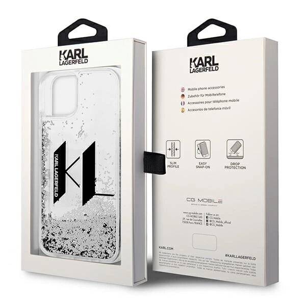 Karl Lagerfeld KLHCP14SLBKLCS iPhone 14 6.1" silber/silberne Hartschale Liquid Glitter Big KL-1
