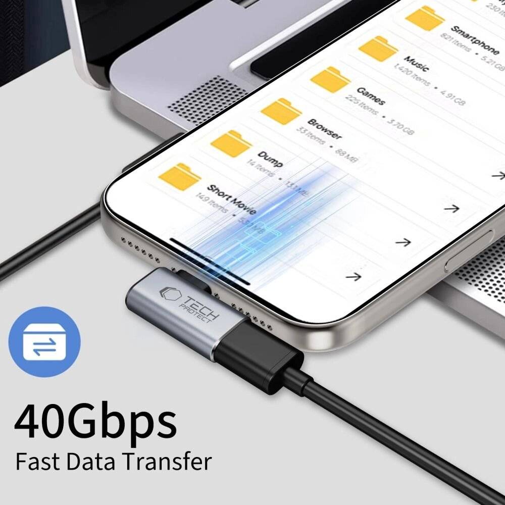 Symbolbild für Tech-Protect Ultraboost AA01 USB-C Winkeladapter - Grau