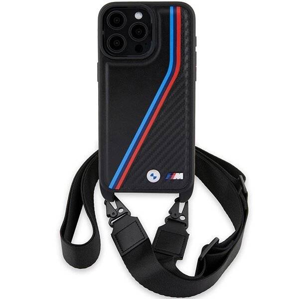 BMW M Edition Carbon Tricolor Lines & Strap Hülle iPhone 15 Pro Max – Schwarz-5