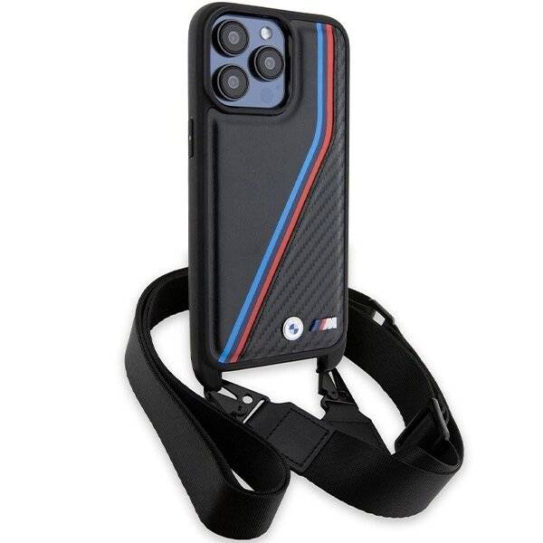 BMW M Edition Carbon Tricolor Lines & Strap Hülle iPhone 15 Pro Max – Schwarz-1