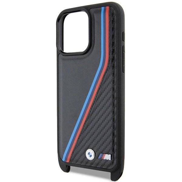 BMW M Edition Carbon Tricolor Lines & Strap Hülle iPhone 15 Pro Max – Schwarz-3