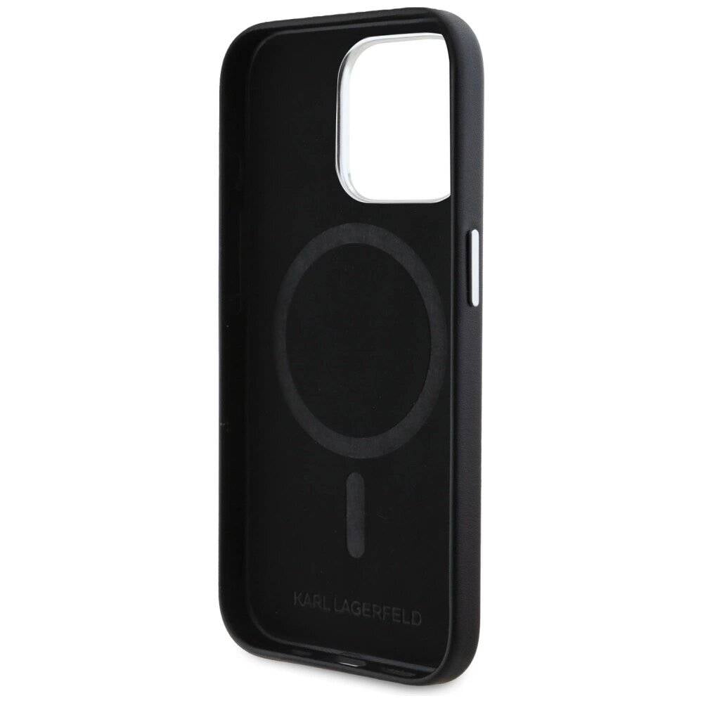 Karl Lagerfeld FW Metal Plate MagSafe iPhone 15 Pro Max Hülle - Schwarz-2