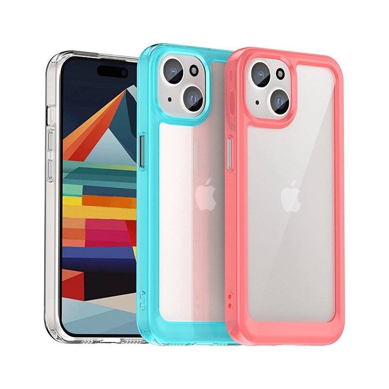 iPhone 15 Plus Outer Space verstärkte Hülle flexiblem Rahmen – Rot-1