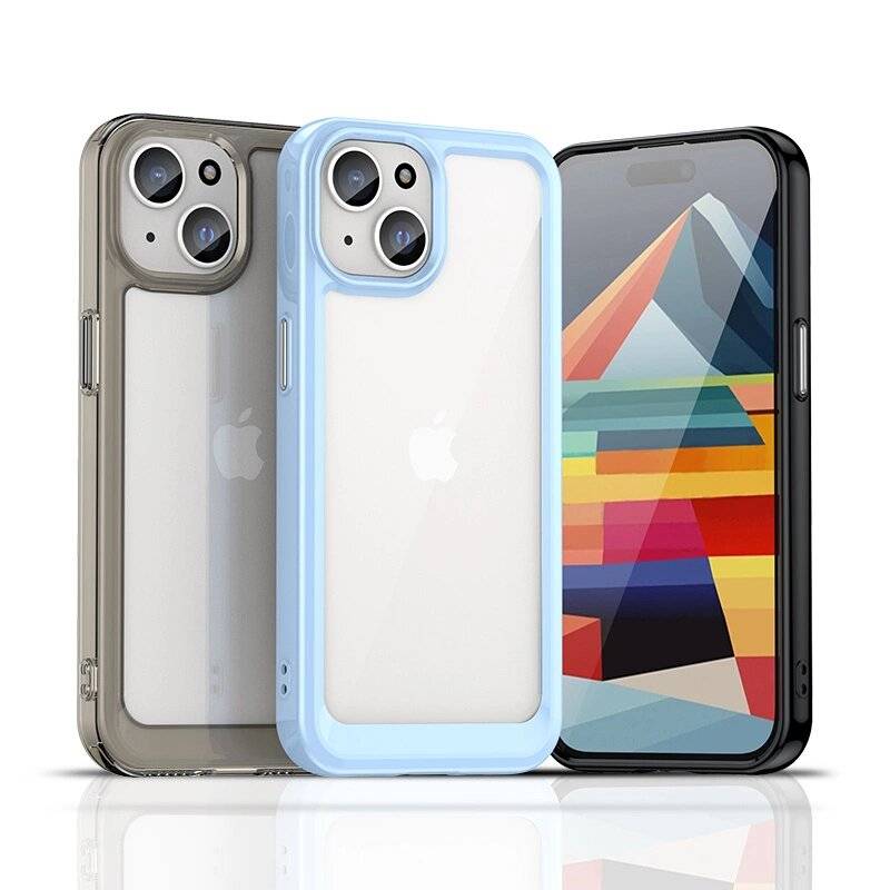 iPhone 15 Plus Outer Space verstärkte Hülle flexiblem Rahmen – Rot-3