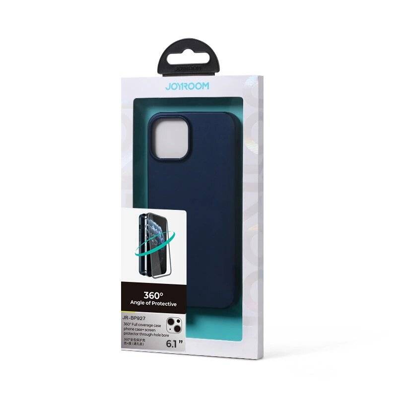 Joyroom 360 Full Case Cover iPhone 13 Back and Front + Tempered Glass blau JR-BP927-3