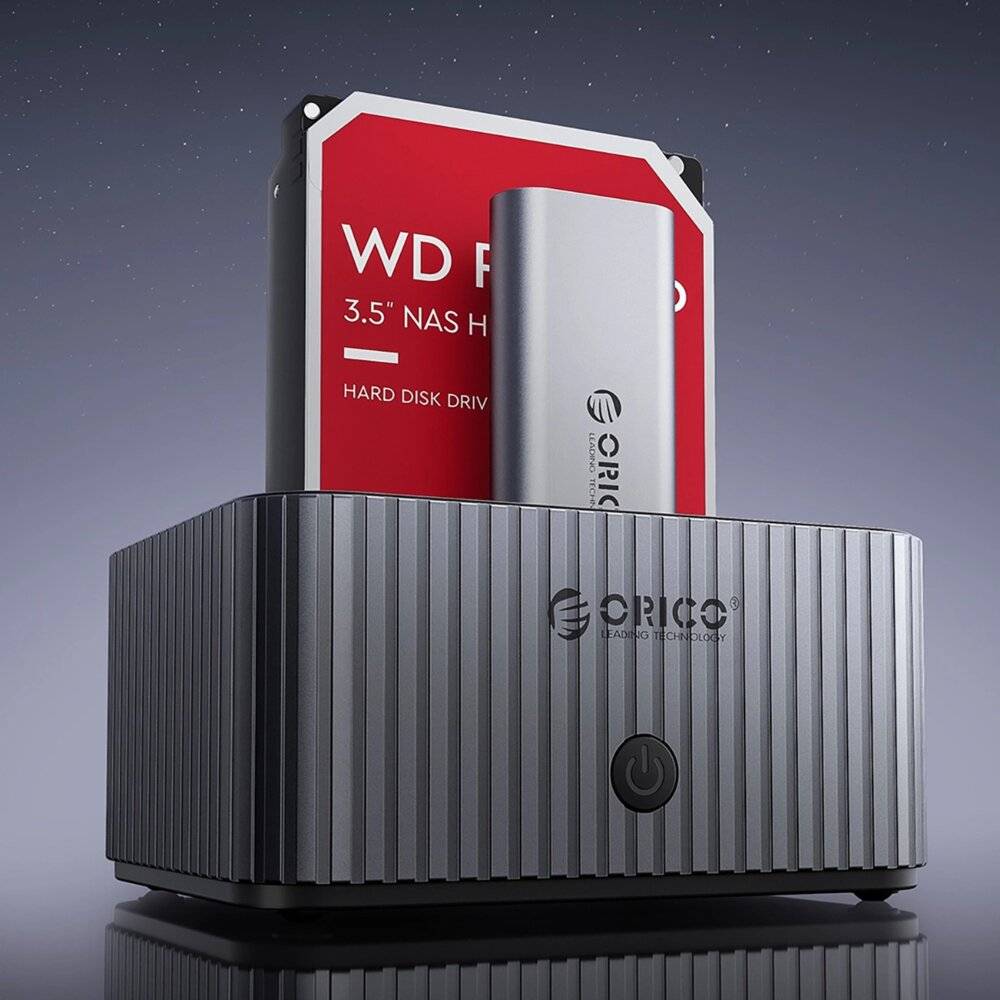 Orico IT28E-C 2-Disk Dockingstation M.2 NVME 2,5″/3,5″ HDD/2,5″ SSD Klonfunktion - Grau-2
