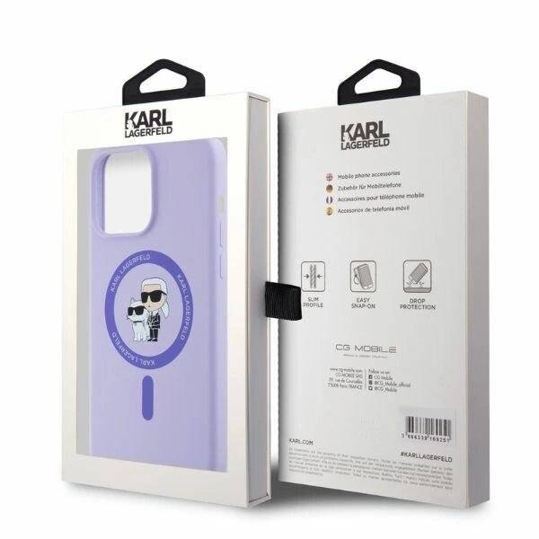 Karl Lagerfeld Silikon Karl&Choupette Heads Ring MagSafe Hülle iPhone 15 Pro Max – Lila-3