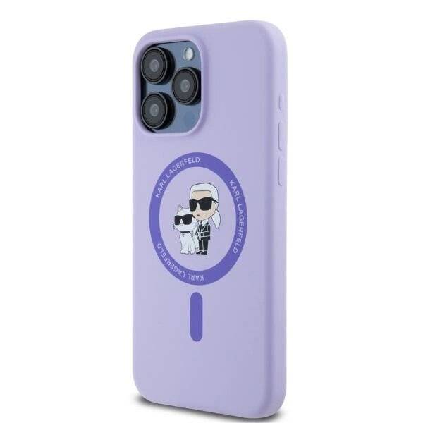 Preisbild für Karl Lagerfeld Silikon Karl&Choupette Heads Ring MagSafe Hülle iPhone 15 Pro Max – Lila
