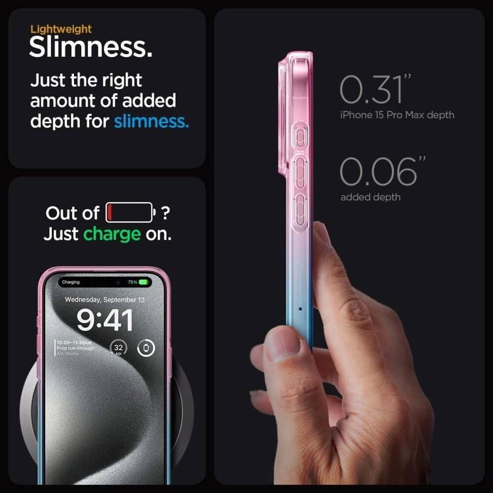 Spigen Liquid Crystal Hülle iPhone 15 Pro – Rosa Blau-1