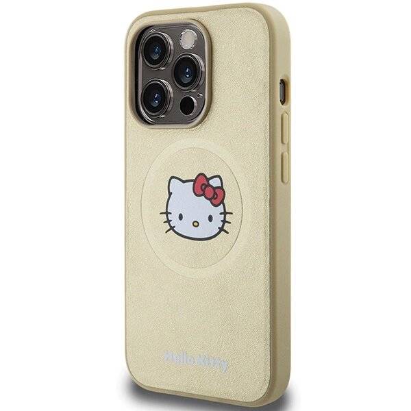 Hello Kitty Leather Head MagSafe Hülle iPhone 15 Pro – Gold-1