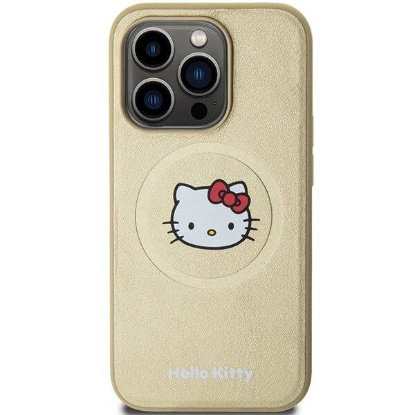 Hello Kitty Leather Head MagSafe Hülle iPhone 15 Pro – Gold-2