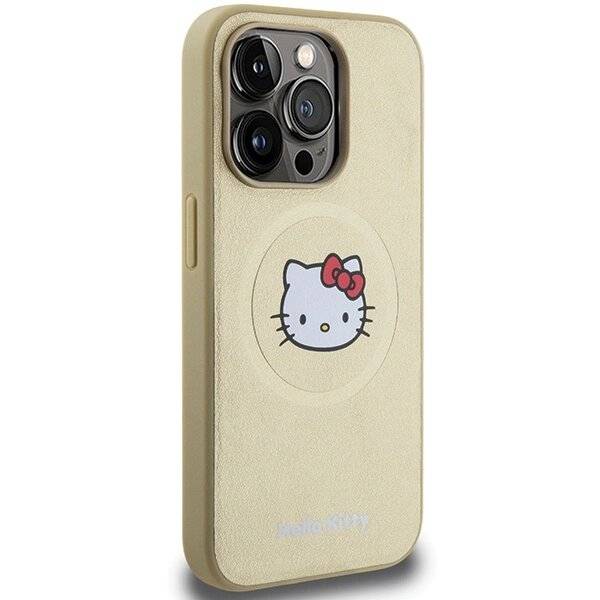 Hello Kitty Leather Head MagSafe Hülle iPhone 15 Pro – Gold-3