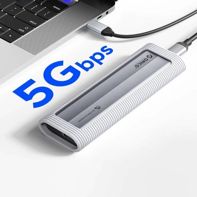 Orico AXM2F M.2 SATA SSD USB-C 3.2 Festplattengehäuse - Grau-2