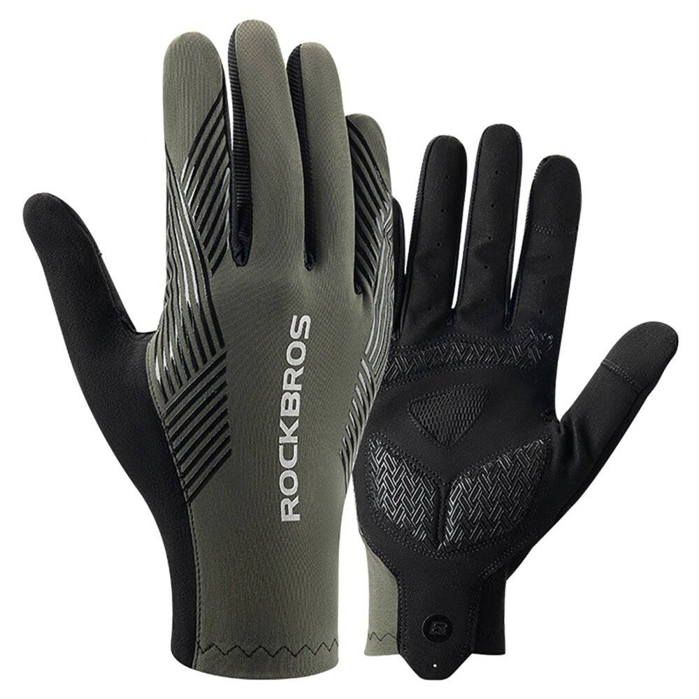 Rockbros Fahrradhandschuhe Frühling/Sommer/Herbst, Full, Größe: XXL - Grün-5