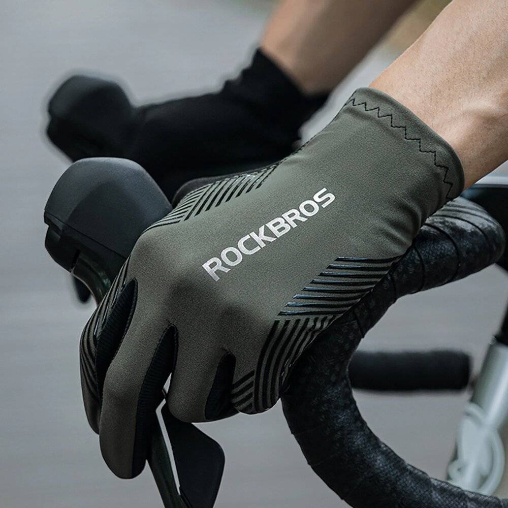 Rockbros Fahrradhandschuhe Frühling/Sommer/Herbst, Full, Größe: XXL - Grün-3