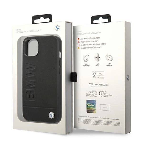 Hülle BMW BMHCP14MSLLBK iPhone 14 Plus 6,7″schwarz / schwarz Lederstempel-1
