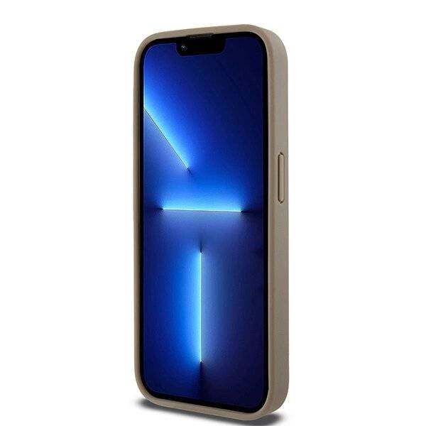 DKNY MagSafe Lederhülle bedrucktem Muster Metalllogo iPhone 15 Pro Max – Braun-4
