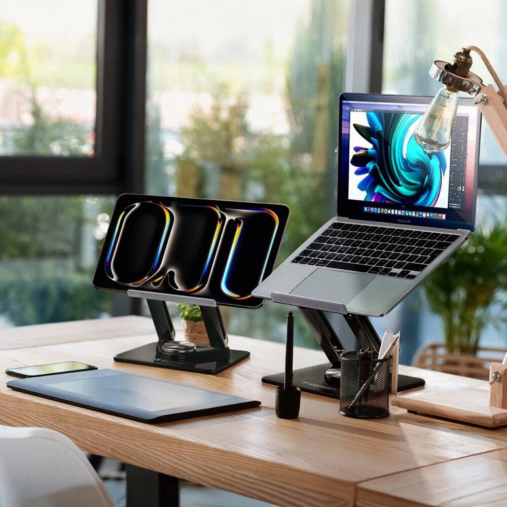 Wozinsky WRS-CPY84SB 360-Laptopständer Aluminium + Gratis! Smartphone-Ständer – schwarz-2