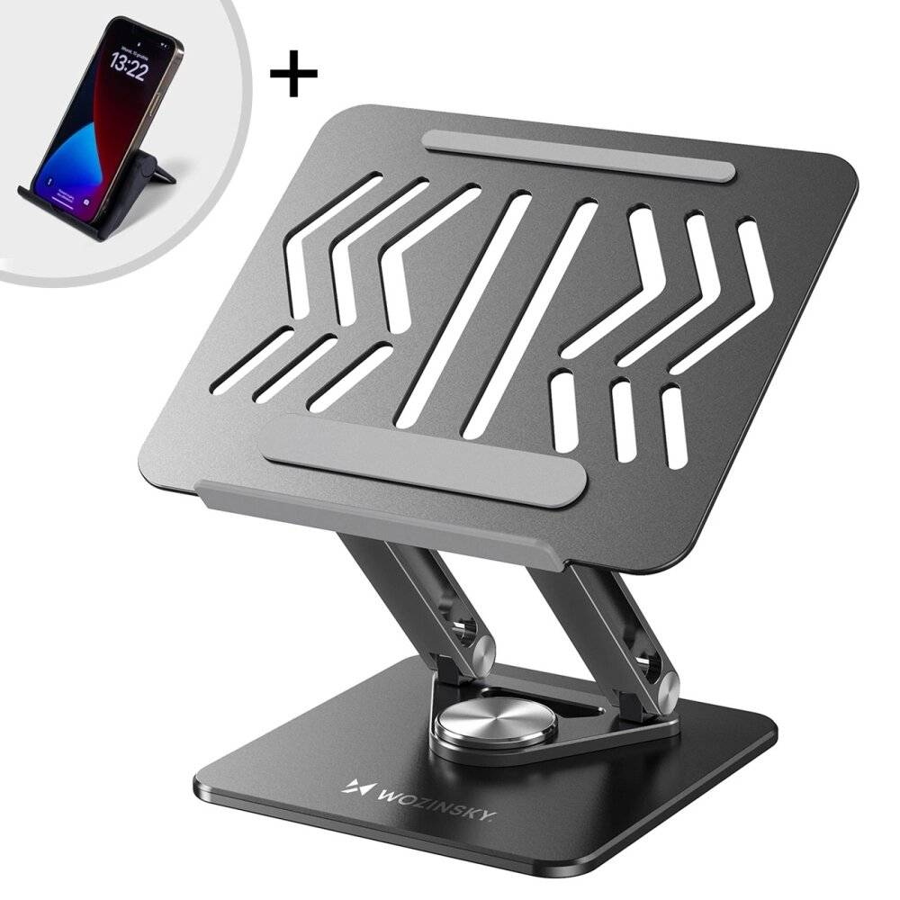 Wozinsky WRS-CPY84SB 360-Laptopständer Aluminium + Gratis! Smartphone-Ständer – schwarz-4