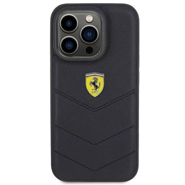 Ferrari Quilted Metal Logo-Hülle iPhone 15 Pro – Schwarz-3
