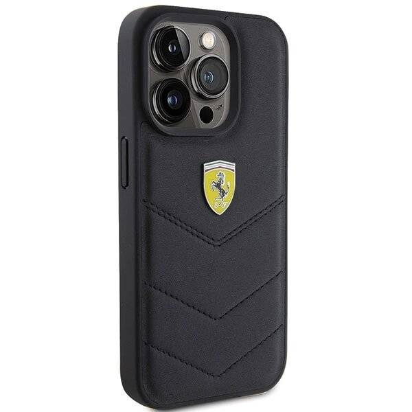 Ferrari Quilted Metal Logo-Hülle iPhone 15 Pro – Schwarz-4