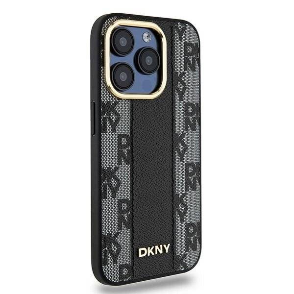 DKNY Leder-MagSafe-Hülle kariertem Monomuster iPhone 15 Pro Max – Schwarz-4
