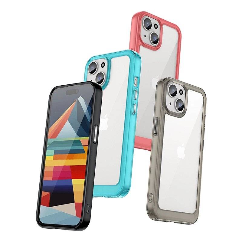 iPhone 15 Plus Outer Space verstärkte Hülle flexiblem Rahmen – Rot-4