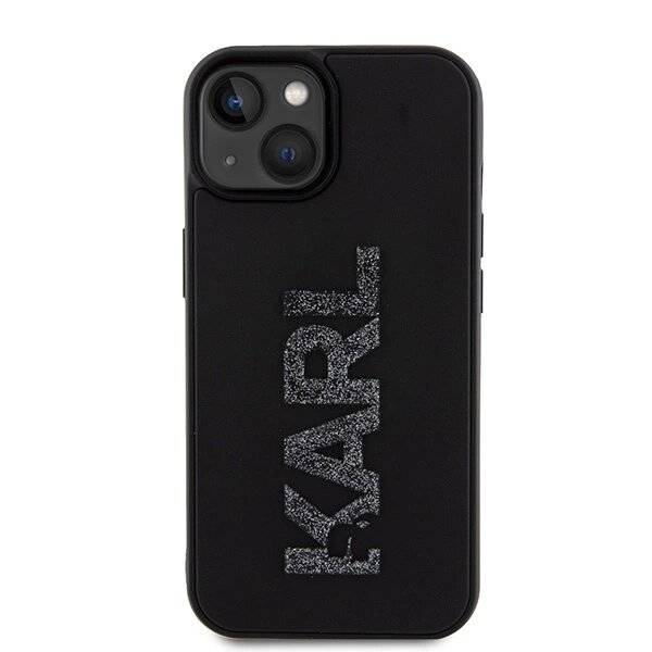 Karl Lagerfeld 3D Rubber Glitter Logo Hülle iPhone 15 – Schwarz-2