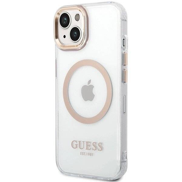 Guess Metal Outline MagSafe Case iPhone 15 Plus / 14 - Gold-1