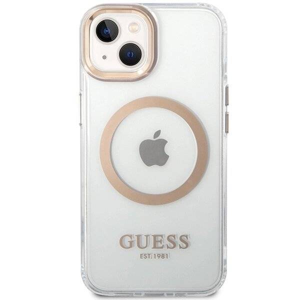Guess Metal Outline MagSafe Case iPhone 15 Plus / 14 - Gold-2