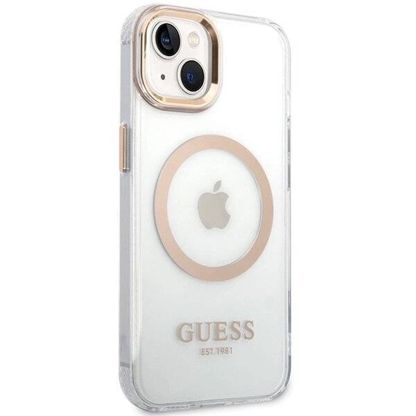 Guess Metal Outline MagSafe Case iPhone 15 Plus / 14 - Gold-3