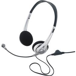 Image of Basetech TW-218 PC-Headset 3.5 mm Klinke schnurgebunden On Ear Schwarz, Silber