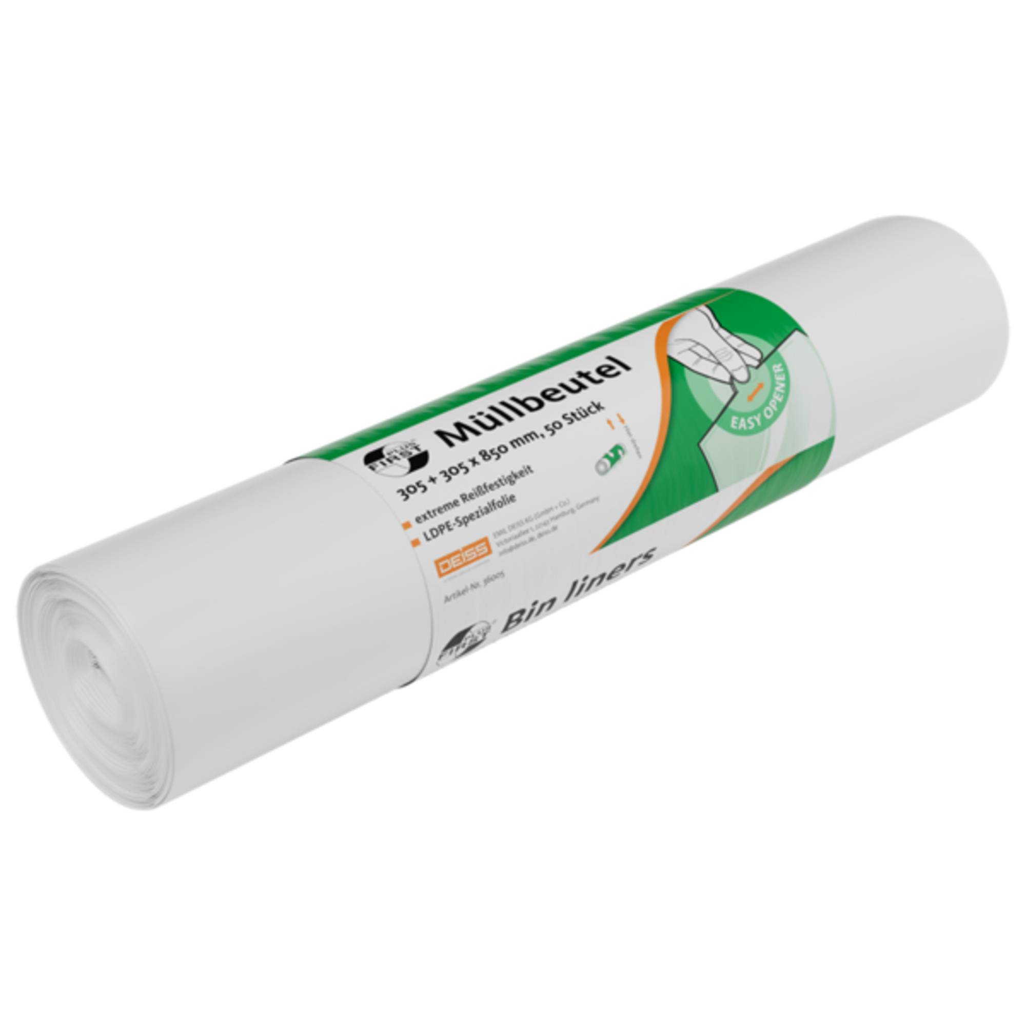FIRST Müllbeutel 36005 LDPE 305+305x850mm ws 50 St./Pack.-0