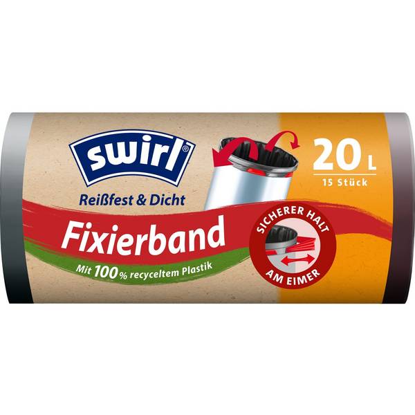swirl Müllbeutel 4695 Reißfest & Dicht 20,0 l schwarz - 15 Stück
