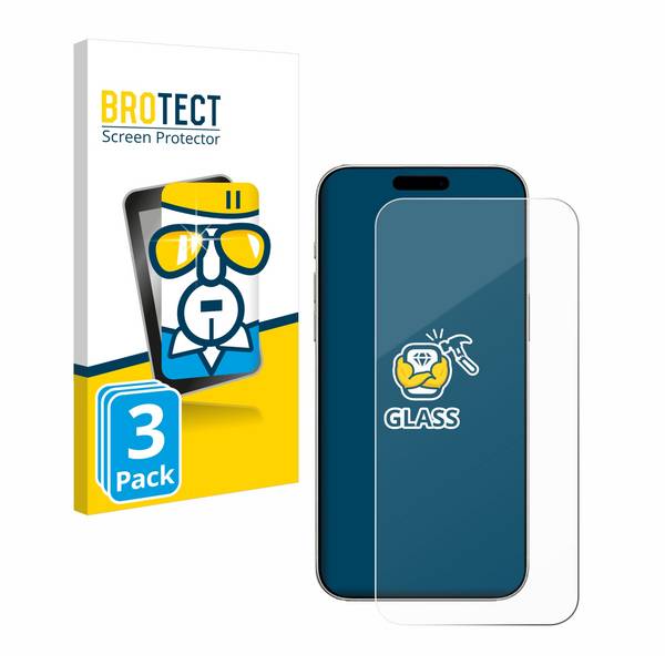 3x BROTECT Schutzglas für Apple iPhone 16 Echtglas 9H klar transparent