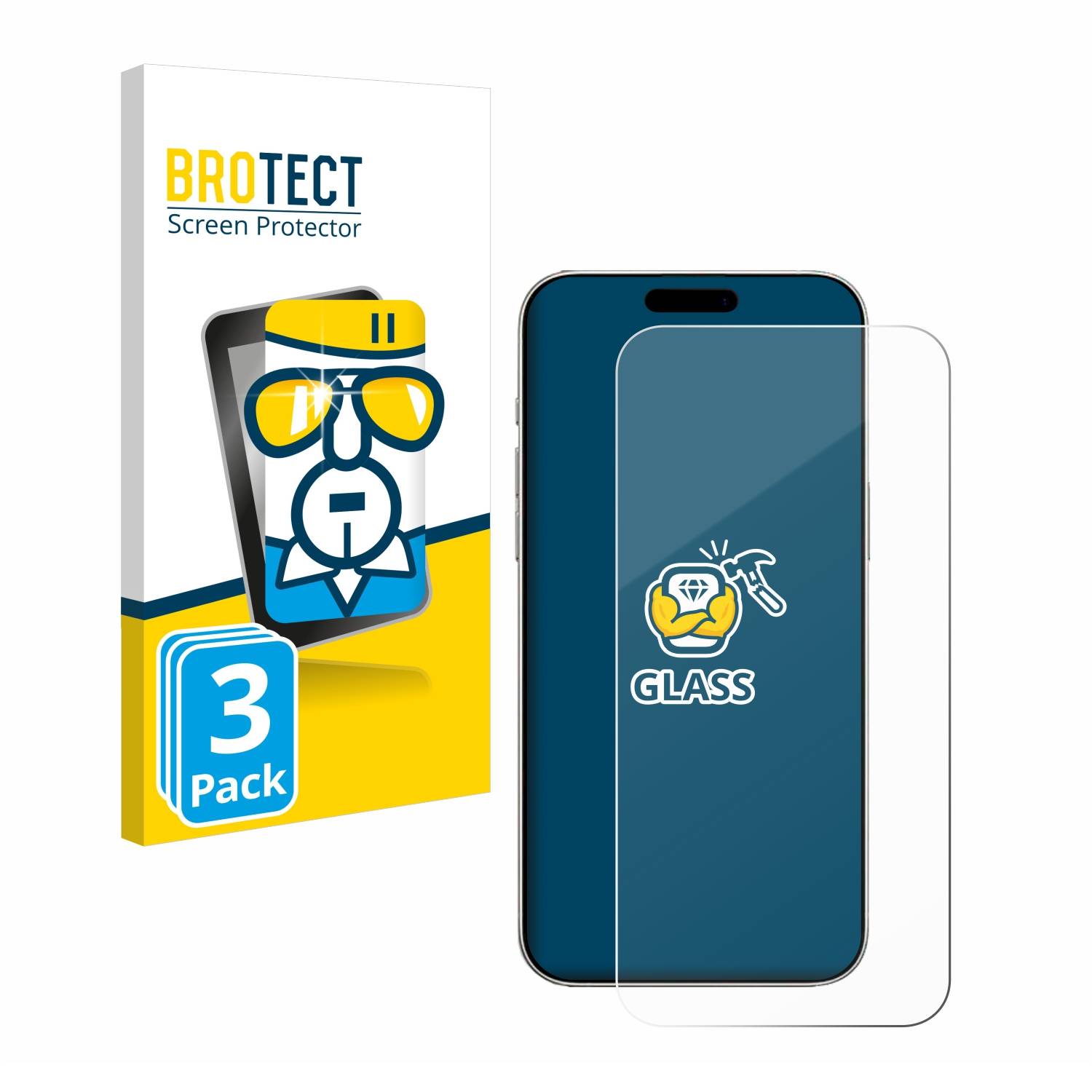 3x BROTECT Schutzglas für Apple iPhone 16 Echtglas 9H klar transparent-0