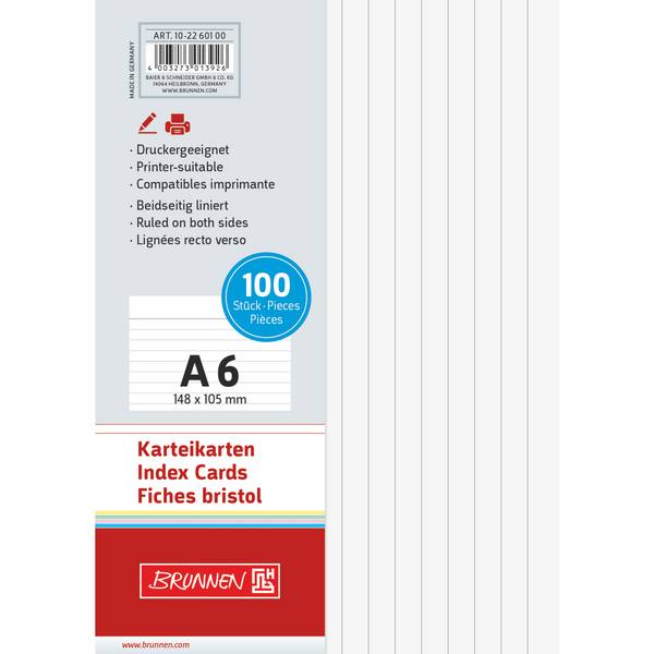 BRUNNEN Karteikarte 102260100 DIN A6 liniert ws 100 St./Pack.