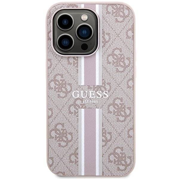 Guess 4G Printed Stripes MagSafe-Hülle iPhone 15 Pro – Rosa-3