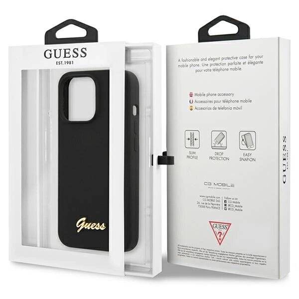 Guess GUHCP13XLSLMGBK iPhone 13 Pro Max 6,7" schwarz/schwarzes Hardcase Silikon Script Gold Logo-1
