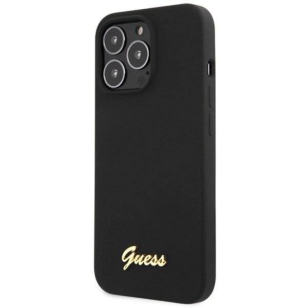 Guess GUHCP13XLSLMGBK iPhone 13 Pro Max 6,7" schwarz/schwarzes Hardcase Silikon Script Gold Logo-2