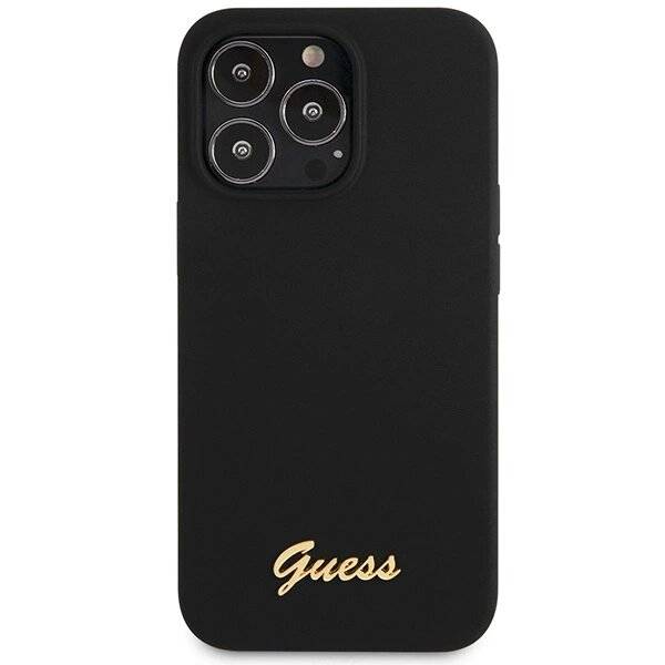 Guess GUHCP13XLSLMGBK iPhone 13 Pro Max 6,7" schwarz/schwarzes Hardcase Silikon Script Gold Logo-3