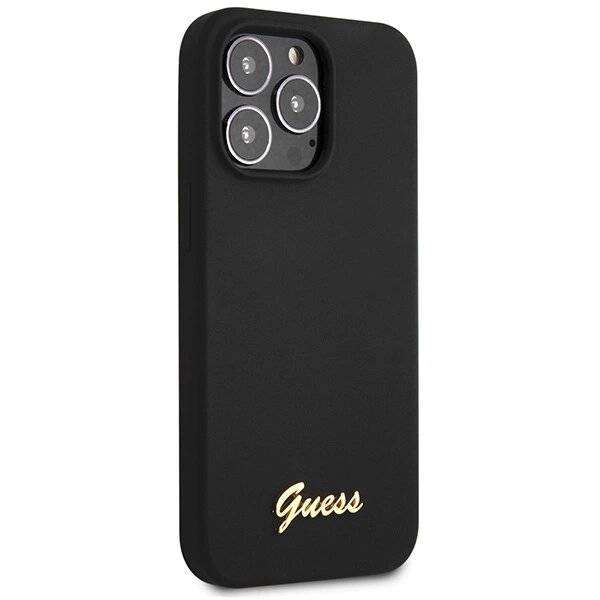 Guess GUHCP13XLSLMGBK iPhone 13 Pro Max 6,7" schwarz/schwarzes Hardcase Silikon Script Gold Logo-4