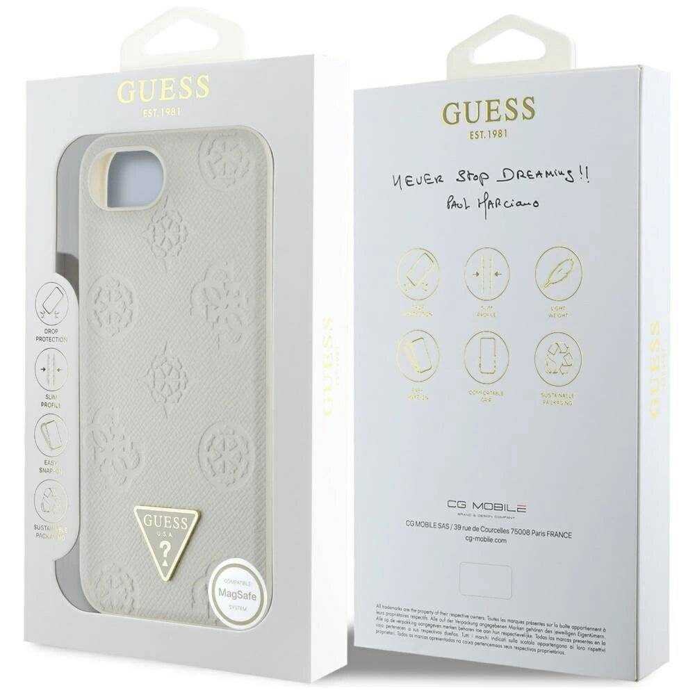 Guess Grained Hot Stamp Peony Triangle Logo MagSafe Hülle iPhone 16e - Beige-1
