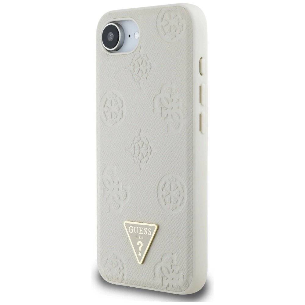 Guess Grained Hot Stamp Peony Triangle Logo MagSafe Hülle iPhone 16e - Beige-2