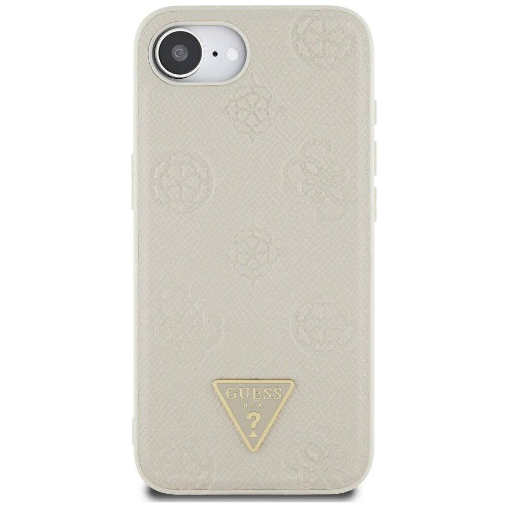 Guess Grained Hot Stamp Peony Triangle Logo MagSafe Hülle iPhone 16e - Beige-3