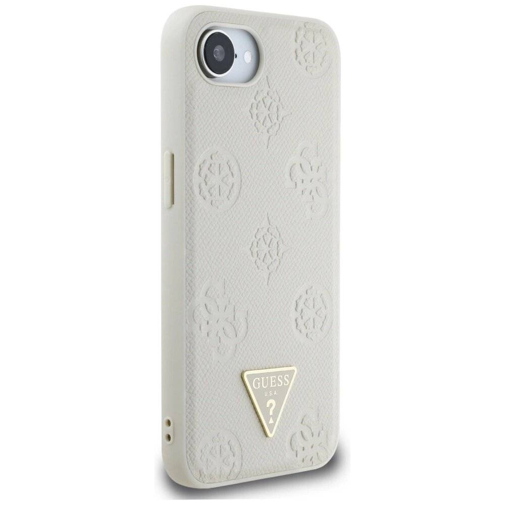 Guess Grained Hot Stamp Peony Triangle Logo MagSafe Hülle iPhone 16e - Beige-4